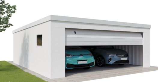 Doppel-Fertiggarage mit einem gro&szlig;en Tor jetzt mit Preis berechnen